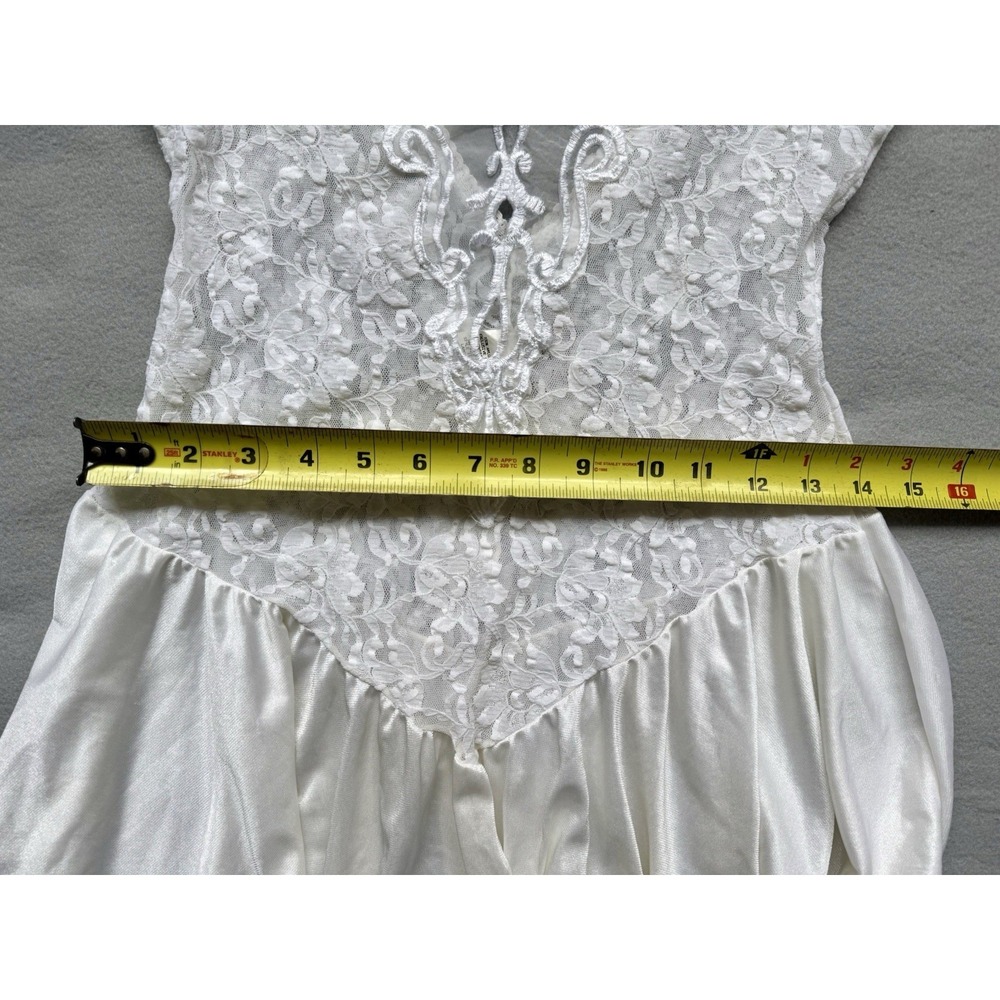 VTG Lace Delicates Coquette White Lace Satin Ballerina Babydoll Slip Lingerie L - Picture 10 of 16